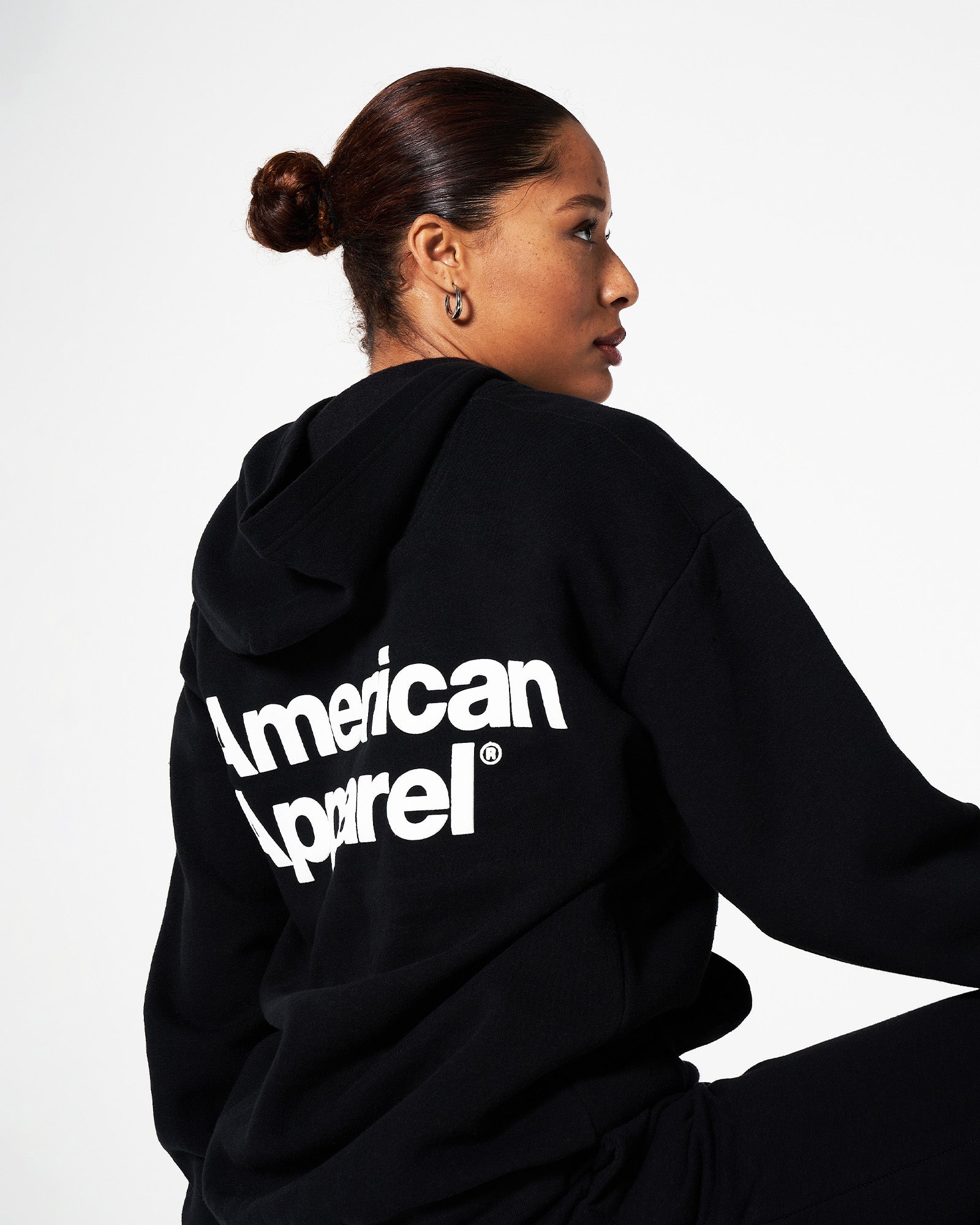 Black Tracksuit Set American Apparel Logo Front Back