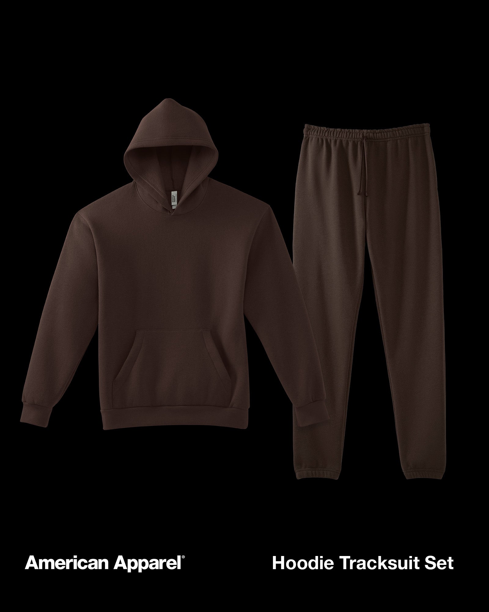 Brown Unisex Tracksuit Set Fleece Hoodie Sweatpants Set American Apparel Australia