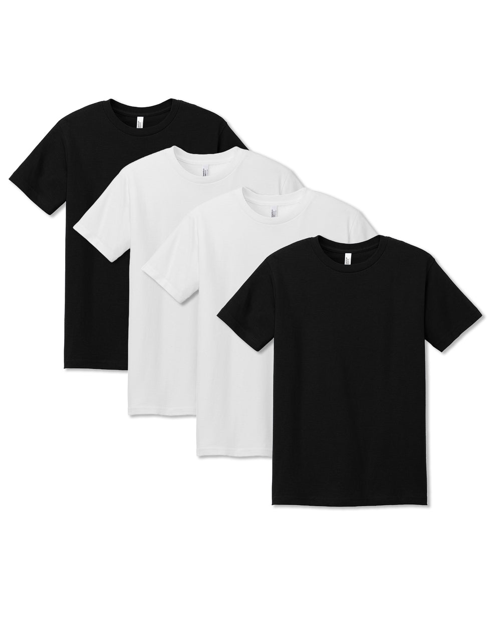 image of Pack of 4 Heavyweight Cotton Unisex Crew Neck T-Shirt Black and White