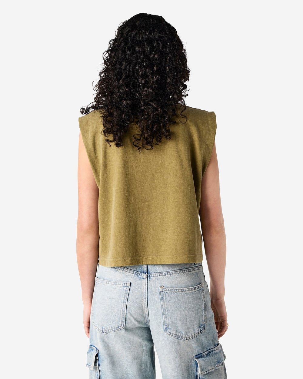 next image of Women's Cropped Garment Dyed Muscle T-Shirt