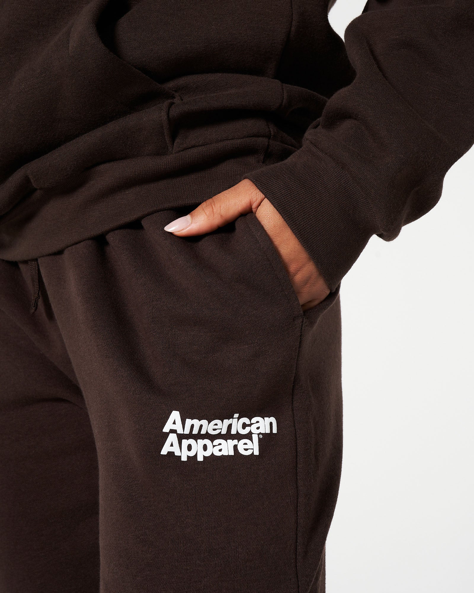 American Apparel Pocket Puff Print Logo Tracksuit Set -brown