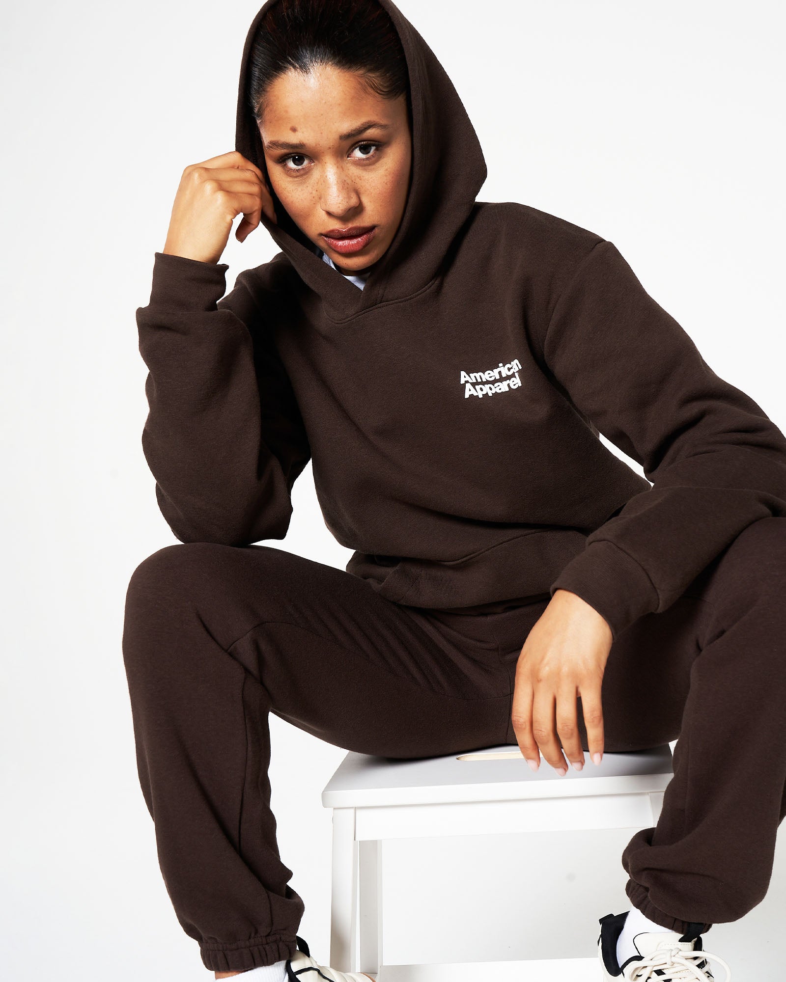 American Apparel Pocket Puff Print Logo Tracksuit Set -brown