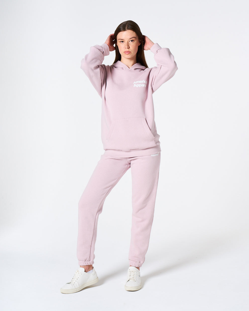 next image of Blush Tracksuit Set With American Apparel Logo (Front & Back)