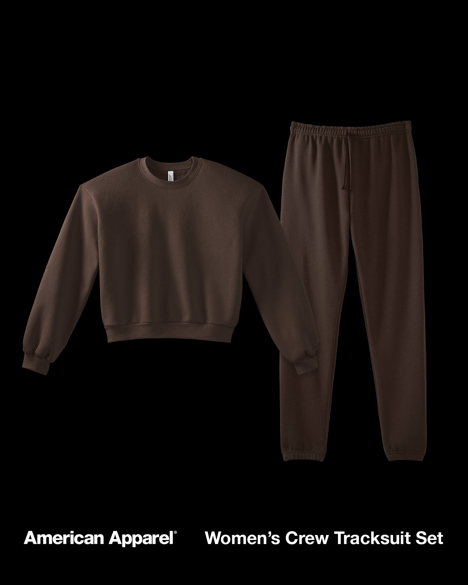 Women's Brown Crewneck Tracksuit Set -brown